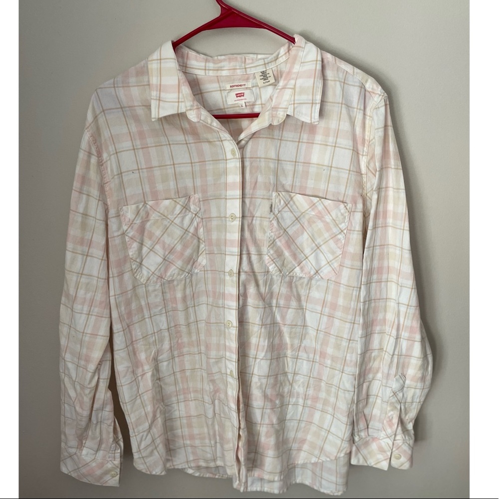 Levi’s Cotton Pastel Plaid Boyfriend Fit Shacket